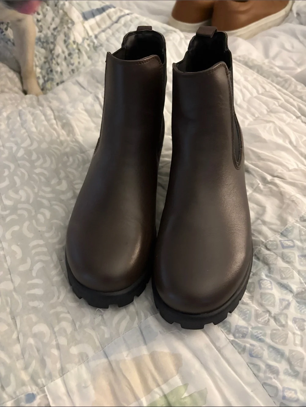Lands' End Dark Brown Chelsea Lug Ankle Boots